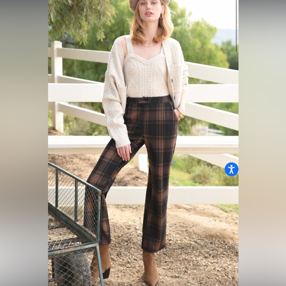 Greylin black brown plaid pant trouser in size xl